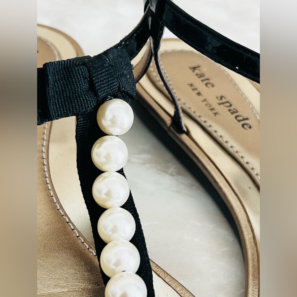 Kate Spade Flat sandals with pearl accents and bowtie
